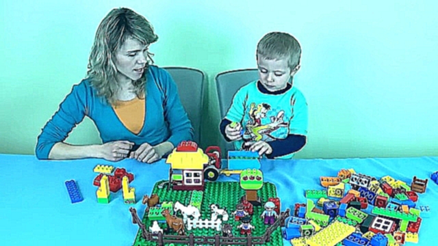 Развивающее видео Lego трактор и ферма с животными - детский канал Носики Курносики - видеоклип на песню