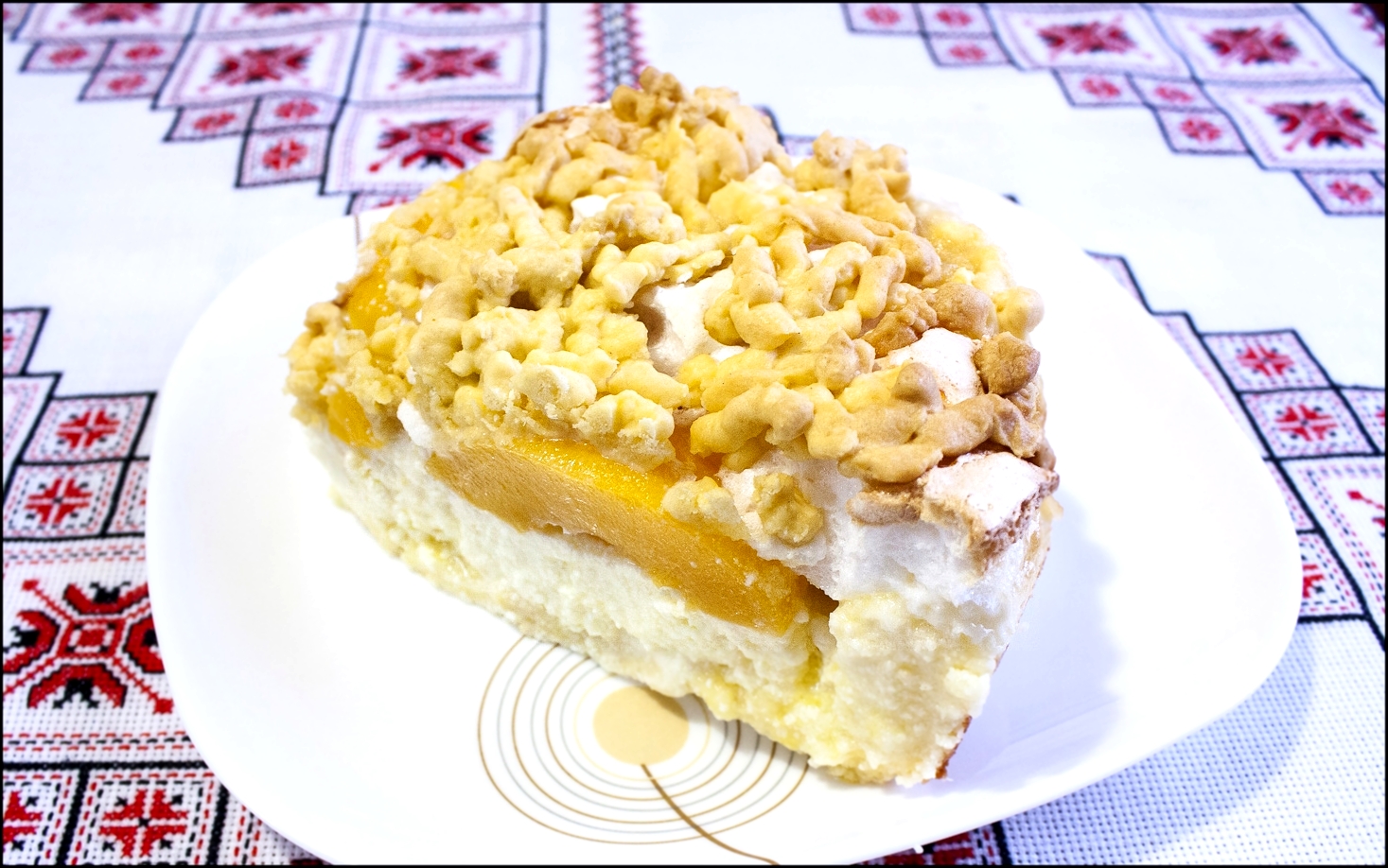 Творожный торт Добрый с персиками рецепт Выпечка из творога Сирник з персиками Сирний торт Творожник 