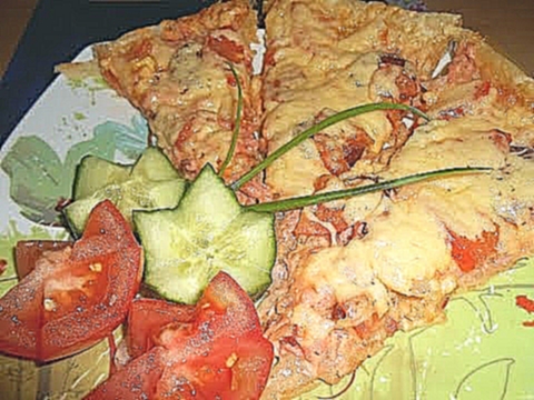 ДОМАШНЯЯ  ПИЦЦА с помидорами и  колбасой из слоеного теста/ Pizza  #Рецепты 